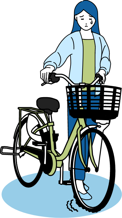 サイクリング中のタイヤのパンク